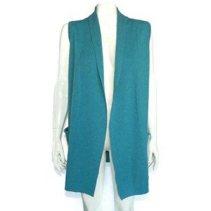 360 Cashmere Sweater Womens XS Sea Blue Open Front Long Cardigan / 2137
